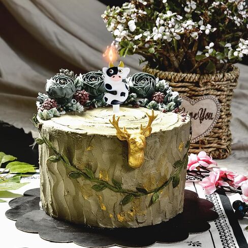 Cow Number 7 Birthday Candle, 7th Birthday Farm Party Supplies, Cute Cow Pattern Number Candle for Birthday Cake Topper Decorations in Saudi Arabia
