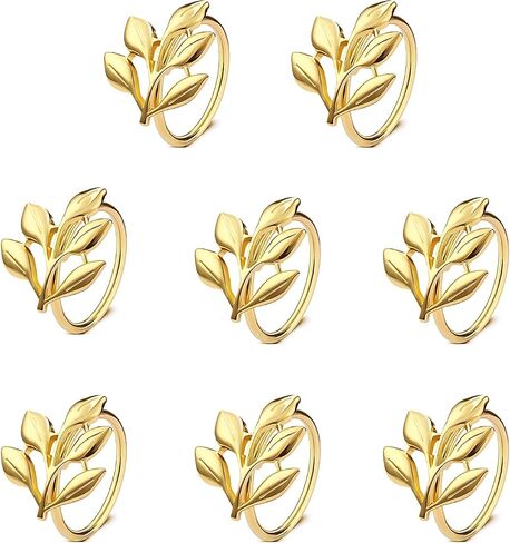 8 Pack of Leaf Napkin Rings, Gold Alloy Napkin Holder for Wedding Banquet Christmas Dinner Decor Family Gatherings Table Decor in Saudi Arabia