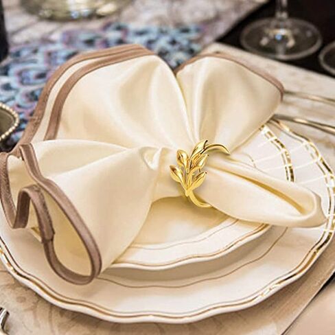 8 Pack of Leaf Napkin Rings, Gold Alloy Napkin Holder for Wedding Banquet Christmas Dinner Decor Family Gatherings Table Decor in Saudi Arabia
