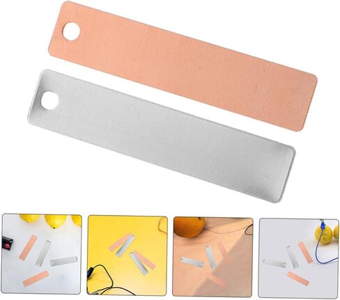 8 أزواج من ألواح قطب البطارية، شريط نحاسي من الأنود الزنك لبطارية الفاكهة، أنود لتجربة طلاء الزنك، لمستلزمات تجربة بطارية الفاكهة بالزنك الكهربائي in Kuwait