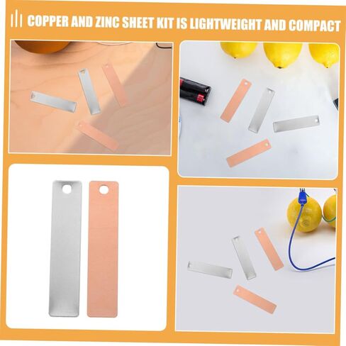 8 أزواج من ألواح قطب البطارية، شريط نحاسي من الأنود الزنك لبطارية الفاكهة، أنود لتجربة طلاء الزنك، لمستلزمات تجربة بطارية الفاكهة بالزنك الكهربائي in Kuwait