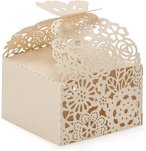 50 قطعة من صناديق هدايا الفراشات المقطوعة بالليزر - هدية بيضاء أنيقة in Kuwait