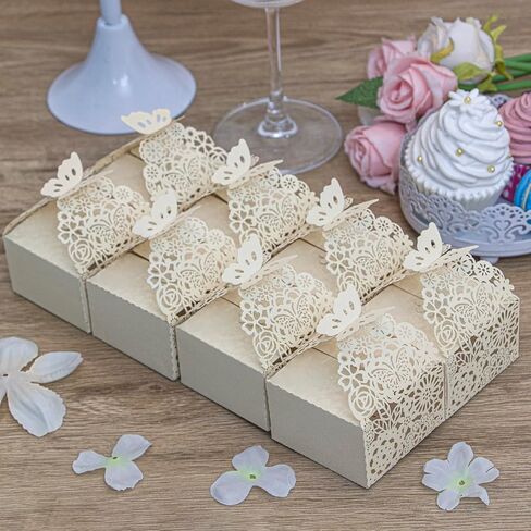 50 قطعة من صناديق هدايا الفراشات المقطوعة بالليزر - هدية بيضاء أنيقة in Kuwait