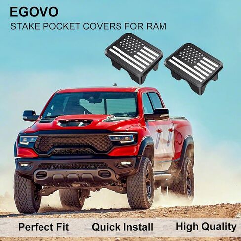 Bed Rail Stake Pocket Covers for Dodge Ram 1500s, Rear Truck Tonneau Covers, Stake Hole Caps Plugs, Compatible with 2019 2020 2022 2023 2024 Dodge Ram 1500 2500 Accessories (Set of 2) in Saudi Arabia