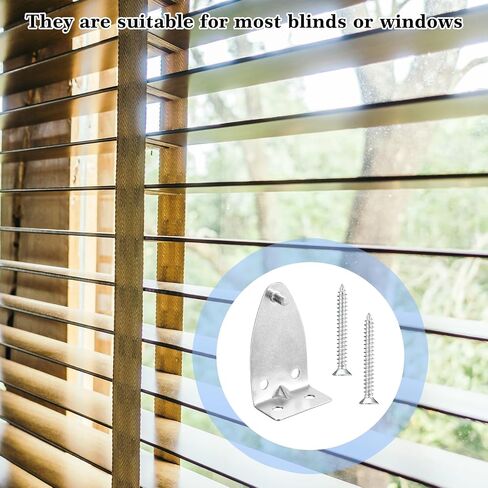 Mini Blind Brackets 8 PCS Silver Metal Blind Hold Down Clips with Screws, Brackets Door Blinds Bottom Bracket Rail Holder Replacements for Horizontal Blinds and Windows Shades in Saudi Arabia