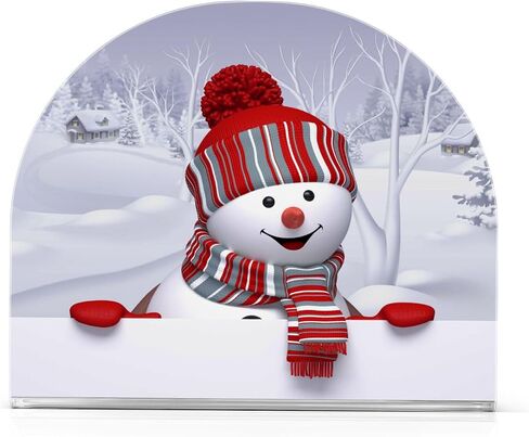 Funny Snowman Christmas Napkin Holder for Tables Paper Cocktail Napkin Holders for Kitchen and Dinning, Acrylic Dinner Napkin Dispenser for Restaurant Home Decor Bar Accessories 1 Pack in Saudi Arabia