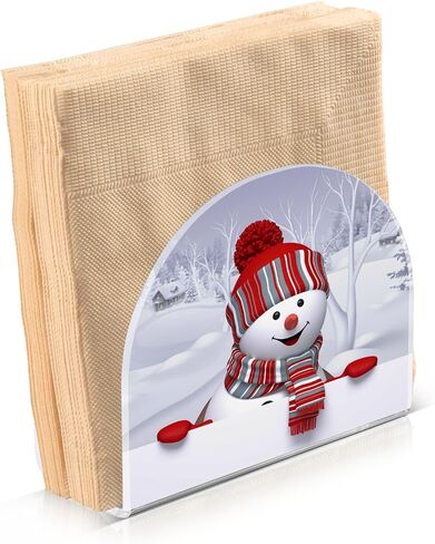 Funny Snowman Christmas Napkin Holder for Tables Paper Cocktail Napkin Holders for Kitchen and Dinning, Acrylic Dinner Napkin Dispenser for Restaurant Home Decor Bar Accessories 1 Pack in Saudi Arabia