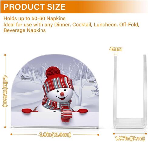 Funny Snowman Christmas Napkin Holder for Tables Paper Cocktail Napkin Holders for Kitchen and Dinning, Acrylic Dinner Napkin Dispenser for Restaurant Home Decor Bar Accessories 1 Pack in Saudi Arabia