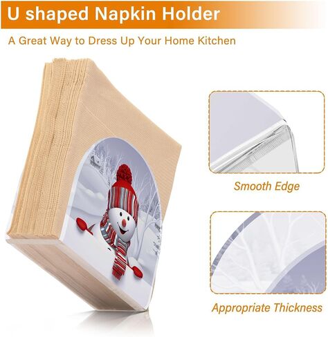 Funny Snowman Christmas Napkin Holder for Tables Paper Cocktail Napkin Holders for Kitchen and Dinning, Acrylic Dinner Napkin Dispenser for Restaurant Home Decor Bar Accessories 1 Pack in Saudi Arabia