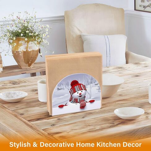 Funny Snowman Christmas Napkin Holder for Tables Paper Cocktail Napkin Holders for Kitchen and Dinning, Acrylic Dinner Napkin Dispenser for Restaurant Home Decor Bar Accessories 1 Pack in Saudi Arabia