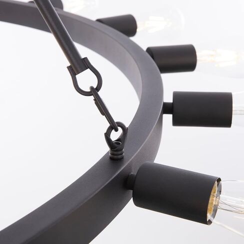 Wellmet 54inch Large Black&Gold Wagon Wheel Chandelier, 2-Tier 30-Light Farmhouse Chandelier Lighting Fixture for Living Room, Entryway, Hallway, Dining Room, Bar, Cafe in Saudi Arabia