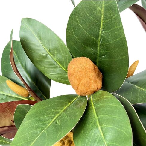 Pack of 4 - Faux Magnolia 32 Inch Long Artificial Magnolia Leaves Branches Fall Greenery 3D Plastic Printing Houseplant Plant for Indoor Outdoor Home Wedding Centerpiece Decor (Green - Pack of 4) in Saudi Arabia