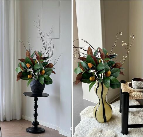 Pack of 4 - Faux Magnolia 32 Inch Long Artificial Magnolia Leaves Branches Fall Greenery 3D Plastic Printing Houseplant Plant for Indoor Outdoor Home Wedding Centerpiece Decor (Green - Pack of 4) in Saudi Arabia