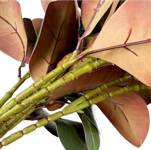 Pack of 4 - Faux Magnolia 32 Inch Long Artificial Magnolia Leaves Branches Fall Greenery 3D Plastic Printing Houseplant Plant for Indoor Outdoor Home Wedding Centerpiece Decor (Green - Pack of 4) in Saudi Arabia