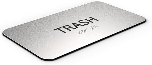 ADA Trash Sign for Business - Office Signs, Aluminum Brushed Silver, Tamper-Proof, Heavy Duty Mounting Tape, Easy Install, Office Décor, ADA Compliant, Grade 2 Braille (7" W x 4" H) ADASigns.org in Saudi Arabia