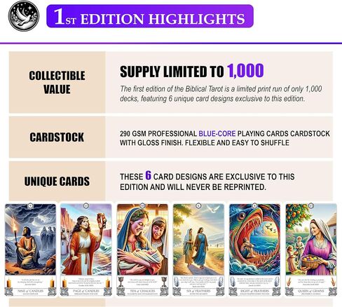 The Deck: A 78-Card Deck & Guidebook. Unique, Based on The Wisdom of The Bible. Premium Quality. High Detail Print. Full Size - 4.75x2.75 (Second Edition) in Saudi Arabia