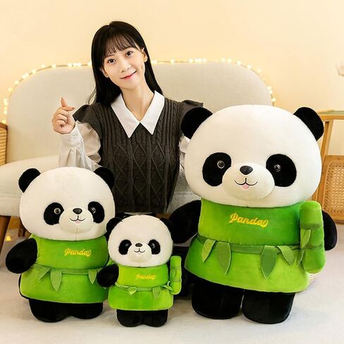 SKINFORD Cute Panda Plush with Bamboo Panda Stuffed Animals Bamboo Plush Toy Kawaii Panda Bear Plushies Doll Plush Hugging Pillow Gifts for Kids Girls Boys Birthday Valentine, 35cm/13.78in, Green in Saudi Arabia