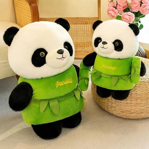 SKINFORD Cute Panda Plush with Bamboo Panda Stuffed Animals Bamboo Plush Toy Kawaii Panda Bear Plushies Doll Plush Hugging Pillow Gifts for Kids Girls Boys Birthday Valentine, 35cm/13.78in, Green in Saudi Arabia
