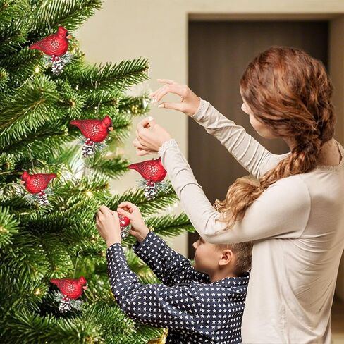 زخارف زجاجية منفوخة يدويًا من WONDER GARDEN لشجرة عيد الميلاد، حامل كاردينال على شجرة الصنوبر زينة معلقة لتزيين شجرة عيد الميلاد in Saudi Arabia