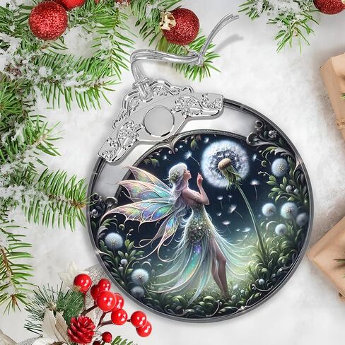 زخرفة عيد الميلاد - زخرفة جنية الهندباء من الزجاج الملون - ديكور منزل عيد الميلاد - زخرفة شجرة عيد الميلاد - زخرفة العطلة - أفكار هدايا العطلة - تبادل الهدايا in Saudi Arabia