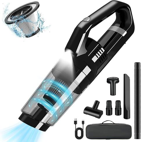 Hand Held Vacuum Cordless Rechargeable, Small Car Vacuum Portable Cordless, 10K Pa Strong Suction Wireless Handheld Vacuum Cleaner with LED Light, Washable Filter, 20Min Runtime for Home/Car/Pet Hair in Saudi Arabia