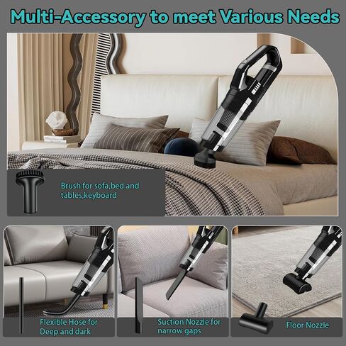 Hand Held Vacuum Cordless Rechargeable, Small Car Vacuum Portable Cordless, 10K Pa Strong Suction Wireless Handheld Vacuum Cleaner with LED Light, Washable Filter, 20Min Runtime for Home/Car/Pet Hair in Saudi Arabia