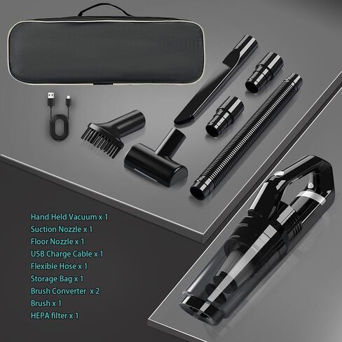 Hand Held Vacuum Cordless Rechargeable, Small Car Vacuum Portable Cordless, 10K Pa Strong Suction Wireless Handheld Vacuum Cleaner with LED Light, Washable Filter, 20Min Runtime for Home/Car/Pet Hair in Saudi Arabia