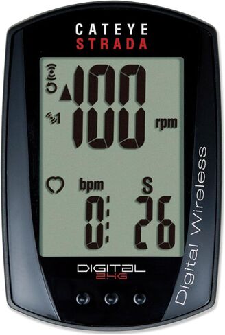 CAT EYE - CC-RD410DW جهاز كمبيوتر دراجة سترادا الرقمي اللاسلكي للسرعة والإيقاع، مزدوج، أسود in Kuwait
