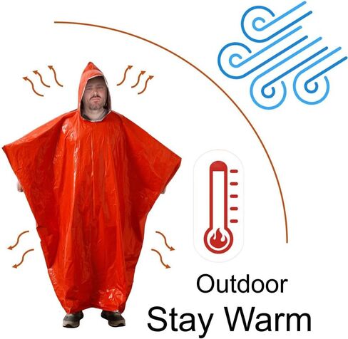Plus Size Emergency Poncho, Mylar Poncho with Hood, Mylar Emergency Blanket in Camping, Hiking, and Outdoor Activities in Saudi Arabia