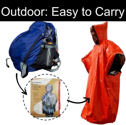 Plus Size Emergency Poncho, Mylar Poncho with Hood, Mylar Emergency Blanket in Camping, Hiking, and Outdoor Activities in Saudi Arabia