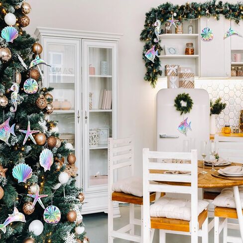 Geetery 15 Pcs Crystal Christmas Tree Ornaments Acrylic Clear Hanging Crystals for Christmas Decor Hand Blown Art Ornaments with Ropes for Christmas Xmas Party Decorations(Ocean Style) in Saudi Arabia