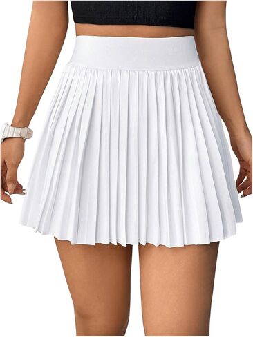 MakeMeChic Women's High Waisted Pleated Skirt Y2k Tennis Mini Skater A Line Skirt in Saudi Arabia