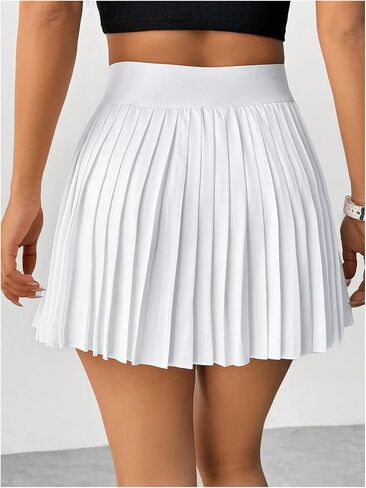 MakeMeChic Women's High Waisted Pleated Skirt Y2k Tennis Mini Skater A Line Skirt in Saudi Arabia