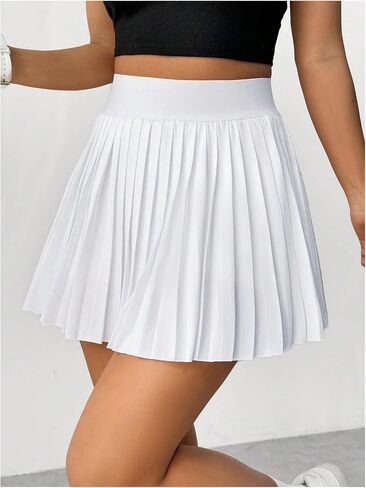 MakeMeChic Women's High Waisted Pleated Skirt Y2k Tennis Mini Skater A Line Skirt in Saudi Arabia