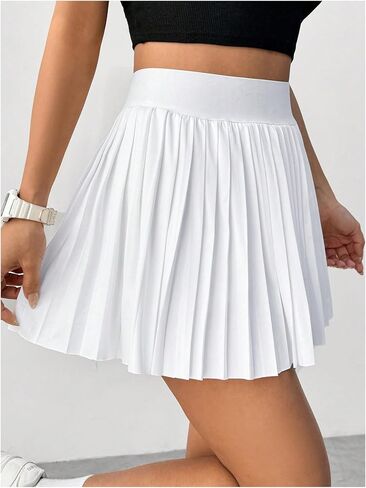 MakeMeChic Women's High Waisted Pleated Skirt Y2k Tennis Mini Skater A Line Skirt in Saudi Arabia