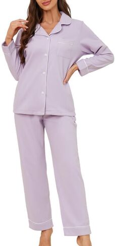U2SKIIN Womens Button Up Pajama Sets Soft Long Sleeve Pajamas for Women Warm Flannel Knit Lounge Sets in Kuwait