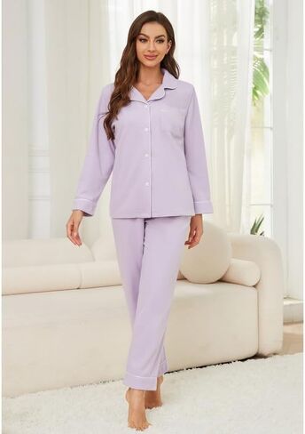 U2SKIIN Womens Button Up Pajama Sets Soft Long Sleeve Pajamas for Women Warm Flannel Knit Lounge Sets in Kuwait