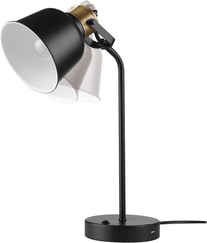 Globe Electric 56057 Zuri 20" Clip-Arm Desk Lamp, Matte Brass, Matte Black Shade, Adjustable Gooseneck, in-Line On/Off Switch in Saudi Arabia