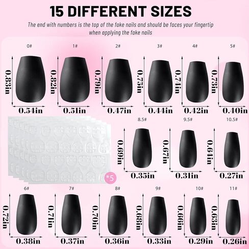 LuckForever 360pc Coffin Press on Nails Medium Fake Nails with Glue Tabs, Medium Press on Nails Coffin Stick Nails Black Acrylic Nails Press ons False Nails Women Short Ballerina Artificial Nails in Saudi Arabia