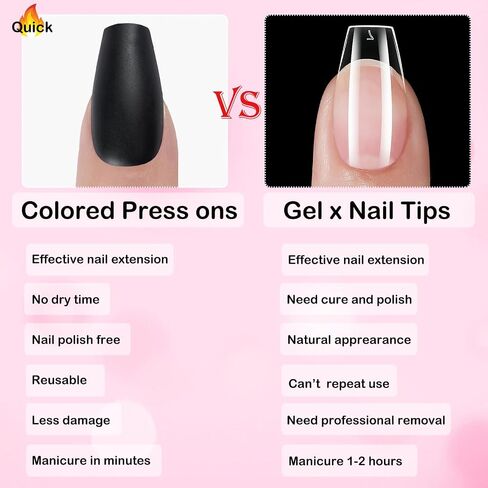 LuckForever 360pc Coffin Press on Nails Medium Fake Nails with Glue Tabs, Medium Press on Nails Coffin Stick Nails Black Acrylic Nails Press ons False Nails Women Short Ballerina Artificial Nails in Saudi Arabia