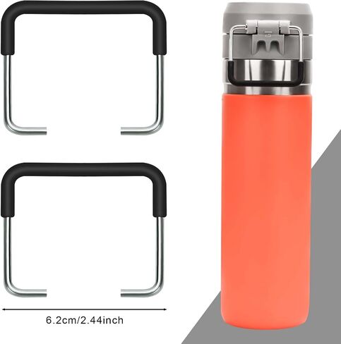 مقابض قطعتان من أجل Stanley Quick Flip GO 24oz 32oz، حامل زجاجة مياه من السيليكون المعدني الفاخر لأكواب ستانلي، مرفق حزام حامل لملحقات كأس ستانلي (أسود) in Saudi Arabia