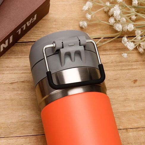 مقابض قطعتان من أجل Stanley Quick Flip GO 24oz 32oz، حامل زجاجة مياه من السيليكون المعدني الفاخر لأكواب ستانلي، مرفق حزام حامل لملحقات كأس ستانلي (أسود) in Saudi Arabia