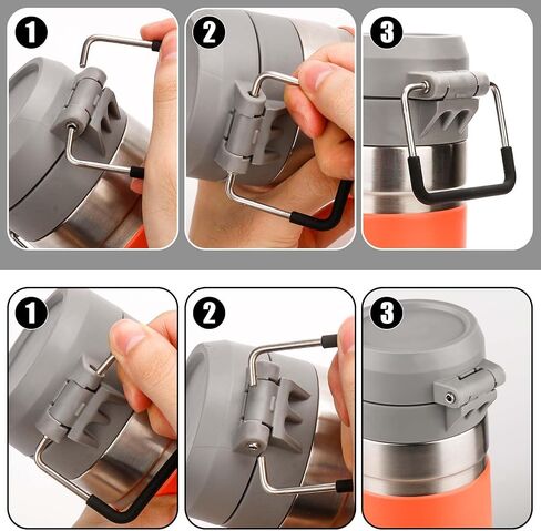 مقابض قطعتان من أجل Stanley Quick Flip GO 24oz 32oz، حامل زجاجة مياه من السيليكون المعدني الفاخر لأكواب ستانلي، مرفق حزام حامل لملحقات كأس ستانلي (أسود) in Saudi Arabia