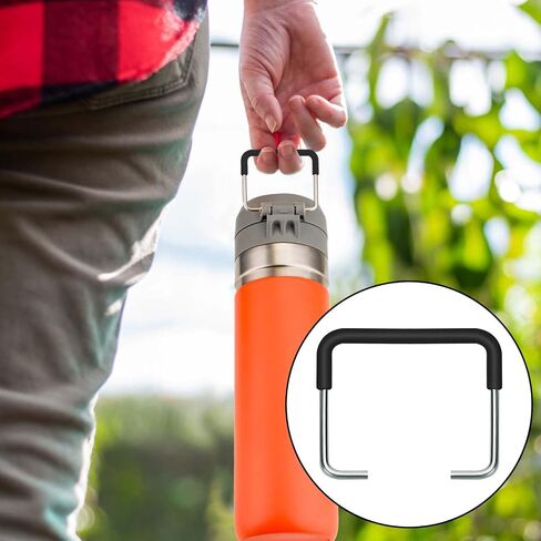 مقابض قطعتان من أجل Stanley Quick Flip GO 24oz 32oz، حامل زجاجة مياه من السيليكون المعدني الفاخر لأكواب ستانلي، مرفق حزام حامل لملحقات كأس ستانلي (أسود) in Saudi Arabia
