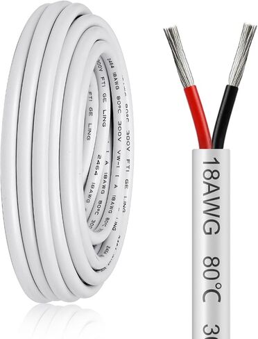 50FT 18 Gauge Wire 3 Conductor, 18AWG Electrical Wire, 18/3 Oxygen Free Stranded Tinned Copper Wire, Insulated Low Voltage Cable for LED Lamps Lights Automotive in Kuwait