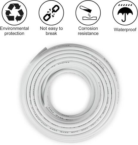 50FT 18 Gauge Wire 3 Conductor, 18AWG Electrical Wire, 18/3 Oxygen Free Stranded Tinned Copper Wire, Insulated Low Voltage Cable for LED Lamps Lights Automotive in Kuwait