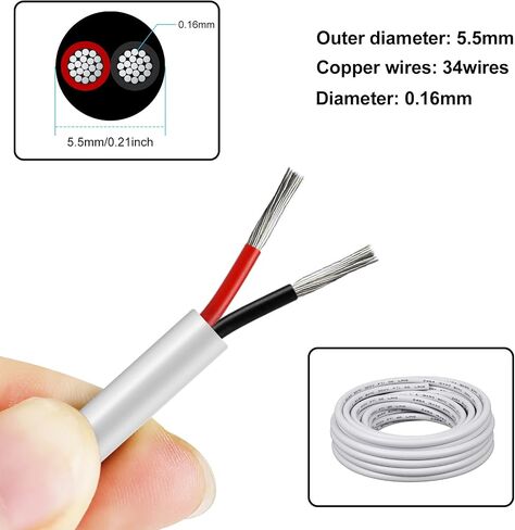 50FT 18 Gauge Wire 3 Conductor, 18AWG Electrical Wire, 18/3 Oxygen Free Stranded Tinned Copper Wire, Insulated Low Voltage Cable for LED Lamps Lights Automotive in Kuwait
