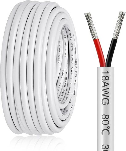 50FT 18 Gauge Wire 3 Conductor, 18AWG Electrical Wire, 18/3 Oxygen Free Stranded Tinned Copper Wire, Insulated Low Voltage Cable for LED Lamps Lights Automotive in Kuwait
