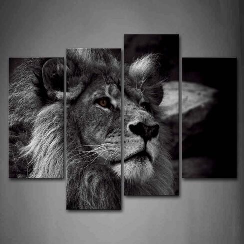 Black and White Lion Head Portrait Wall Art Painting Pictures Print On Canvas Animal The Picture for Home Modern Decoration in Kuwait
