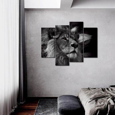 Black and White Lion Head Portrait Wall Art Painting Pictures Print On Canvas Animal The Picture for Home Modern Decoration in Kuwait